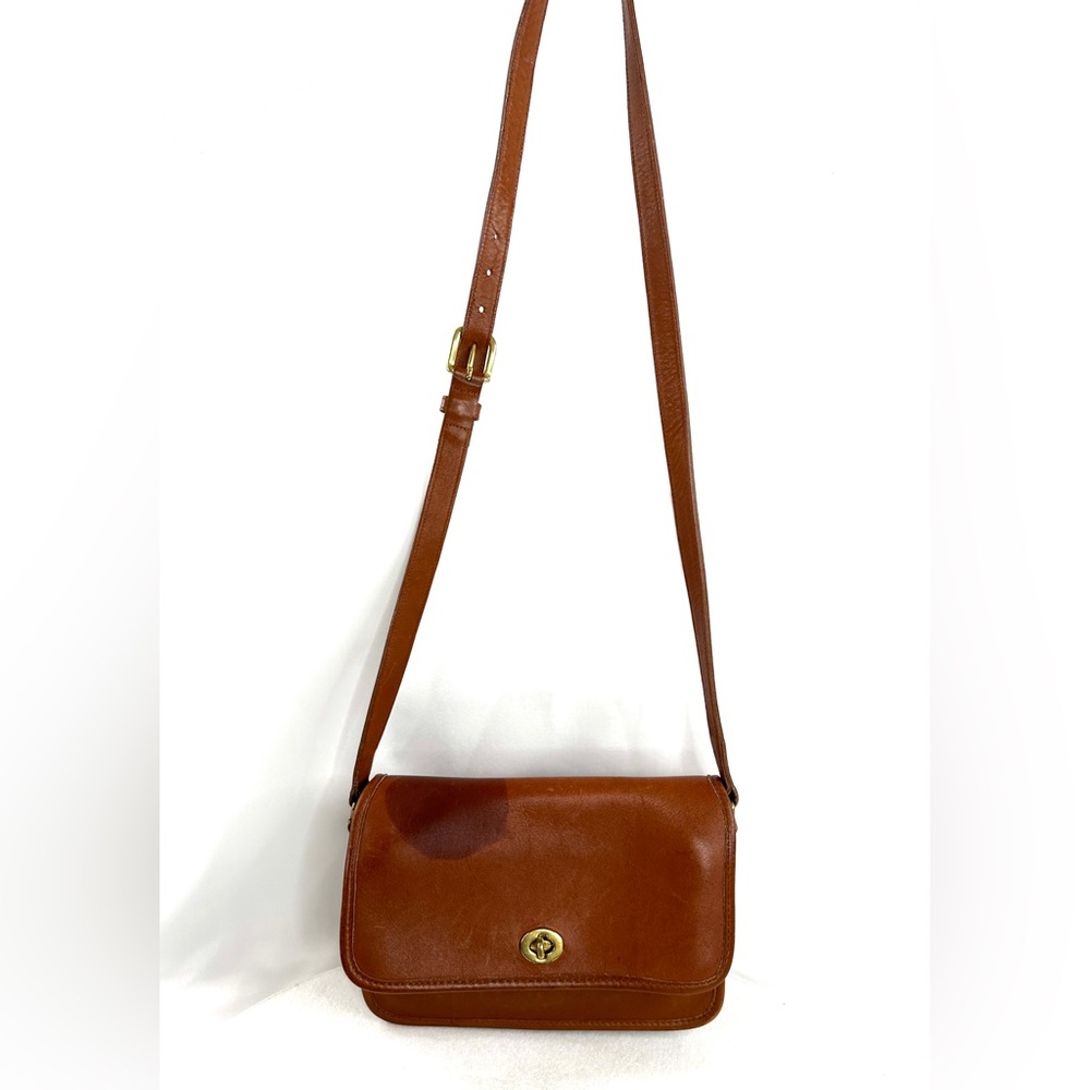 Coach 9850 Compartment Mahogany Leather Shoulder Bag Stamped Irregular Rare